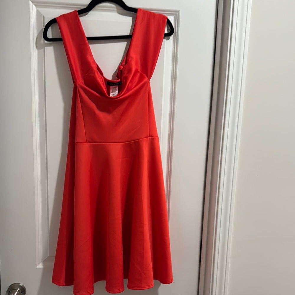 Cameo Mini A-Line Off-Shoulder Salmon Pink Dress